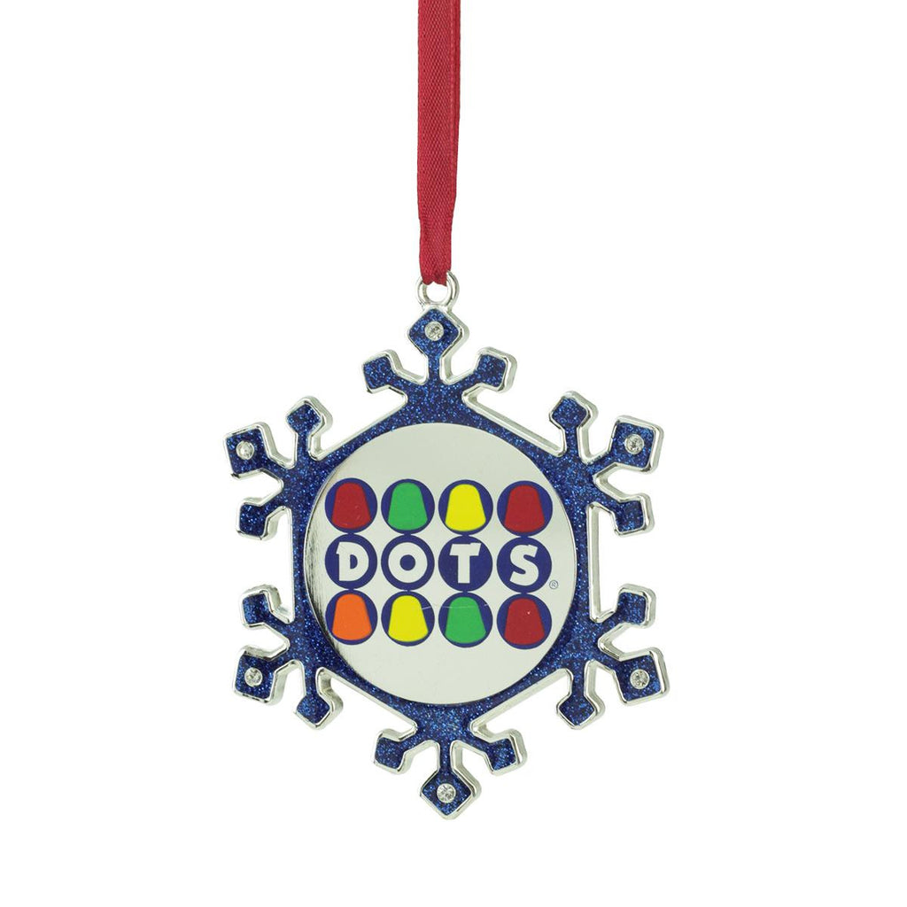 3.5" Silver Plated Snowflake Dots Candy Logo Christmas Ornament with European Crystals