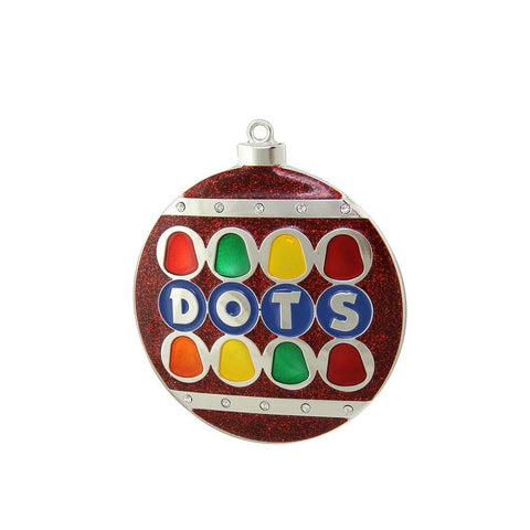 3.5" Silver Plated Dots Candy Logo Christmas Ornament with European Crystals