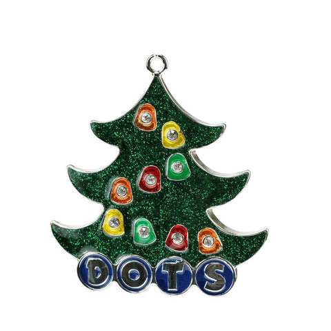 3" Silver Plated Dots Candy Logo Christmas Tree Ornament with European Crystals