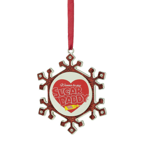 3.5" Silver Plated Snowflake Sugar Daddy Candy Logo Christmas Ornament with European Crystals