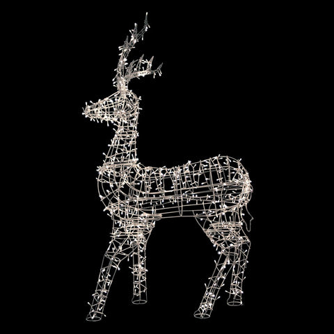 60" White LED Lighted Standing Reindeer Outdoor Christmas Decoration - Warm White Lights