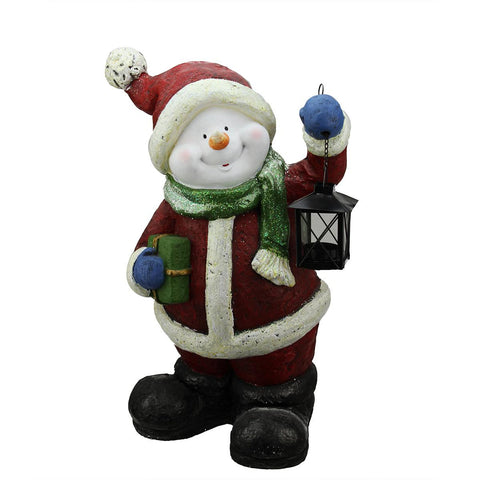 19" Festive Glitter Snowman with Lantern Christmas Table Top Decoration