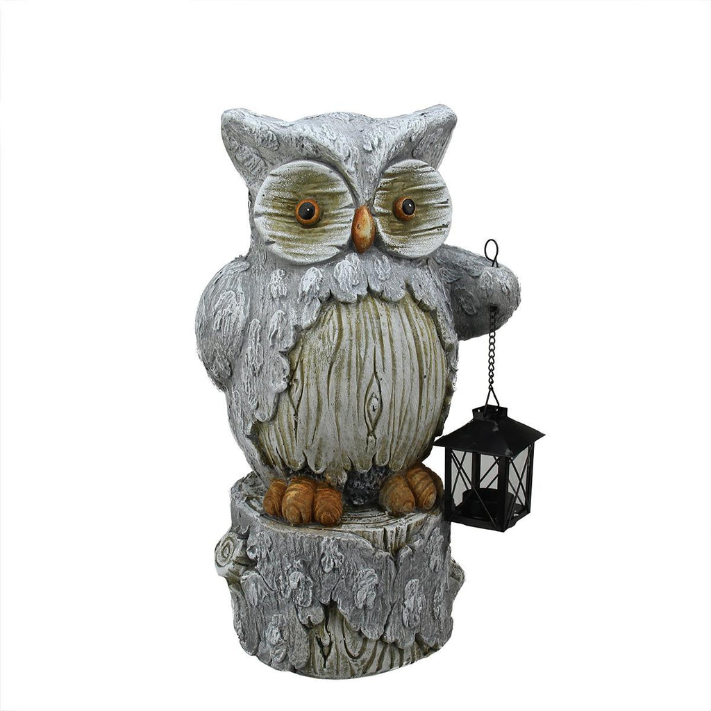 17" Country Rustic Owl with Lantern Christmas Table Top Decoration