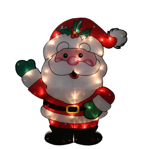 29" Lighted Shimmering Santa Claus Outdoor Christmas Yard Art Decoration - Clear Lights