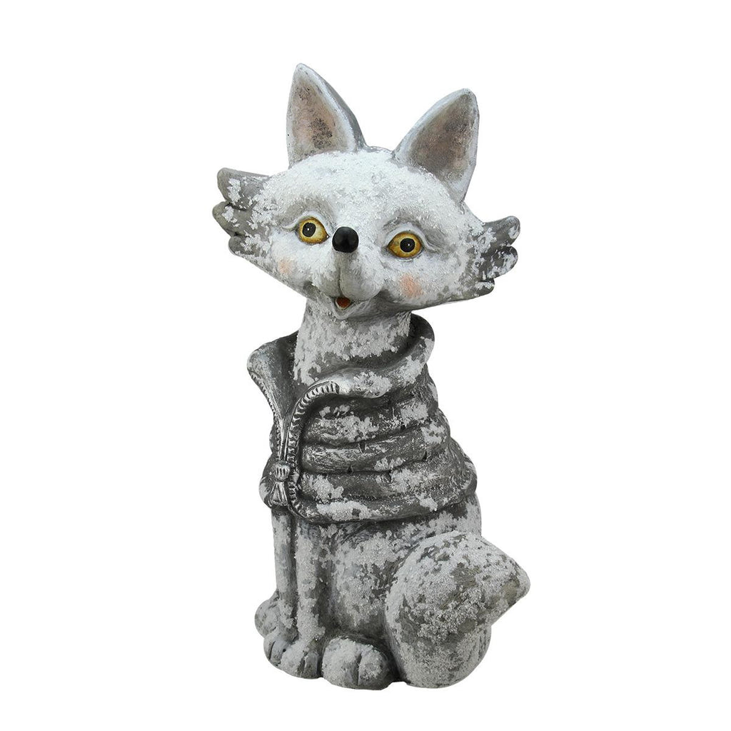 20.75" Snow Dusted Silver Fox Christmas Table Top Decoration