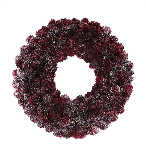 12.5" Wine Burgundy Glitter Pine Cone Artificial Christmas Wreath - Unlit