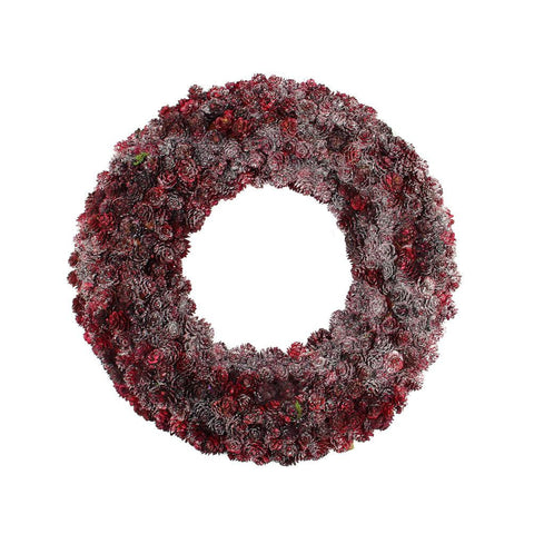 18" Wine Burgundy Glitter Pine Cone Artificial Christmas Wreath - Unlit