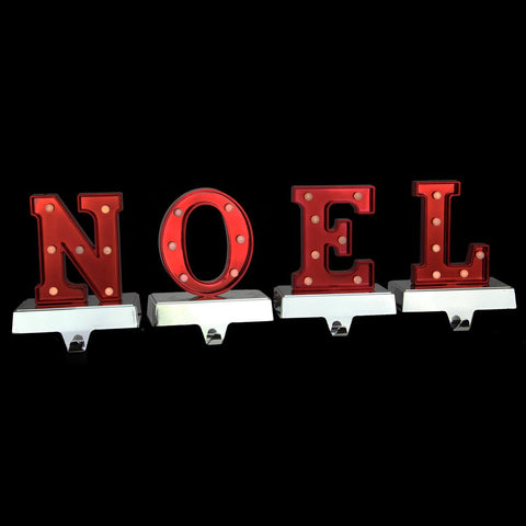 Set of 4 Battery Operated LED Lighted "NOEL" Christmas Stocking Holders