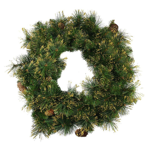 24" Mixed Pine Glittered Pine Cone Artificial Christmas Wreath - Unlit