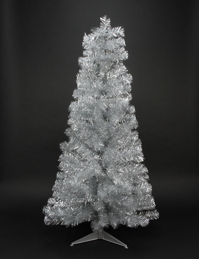 4' x 24" Silver Tinsel Medium Artificial Christmas Tree - Unlit