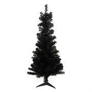 4' x 24" Slim Black Tinsel Artificial Christmas Tree - Unlit