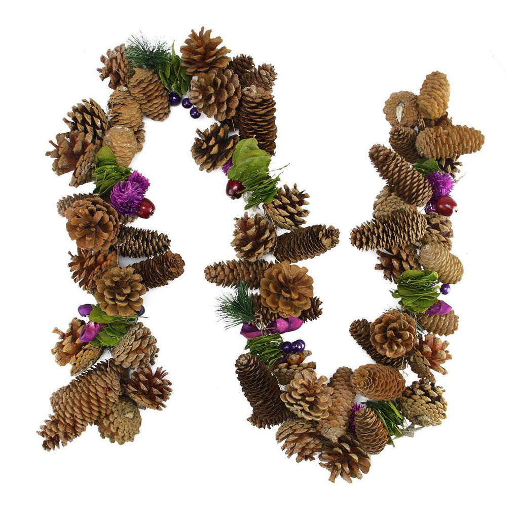 5' Decorative Brown and Purple Pine Cone and Berry Artificial Christmas Garland - Unlit