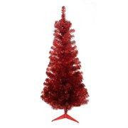 4' x 24" Red Tinsel Medium Artificial Christmas Tree - Unlit