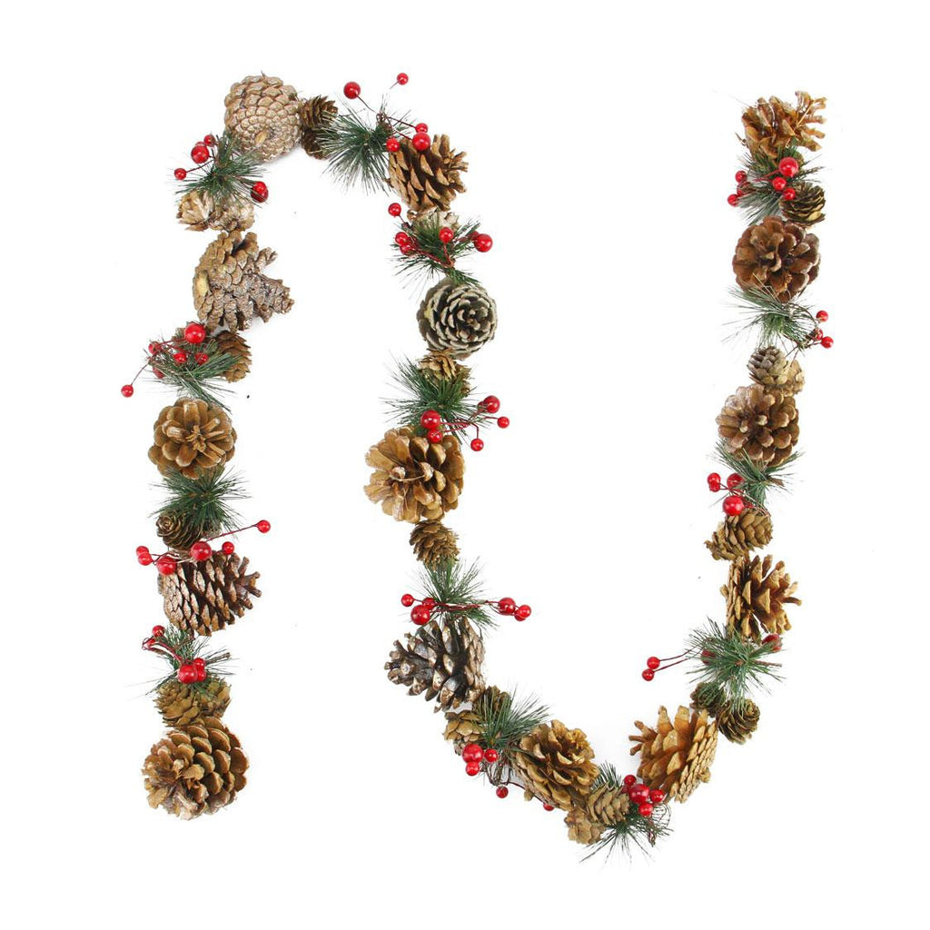 5' Decorative Pine Cone and Holly Berry Artificial Christmas Garland - Unlit