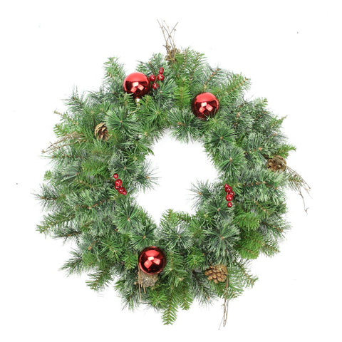 24" Pre-Decorated Mixed Pine Artificial Christmas Wreath - Unlit