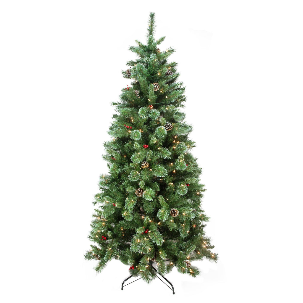 6.5' x 42" Pre-Lit Mixed Pine and Iridescent Glitter Medium Artificial Christmas Tree - Clear Lights