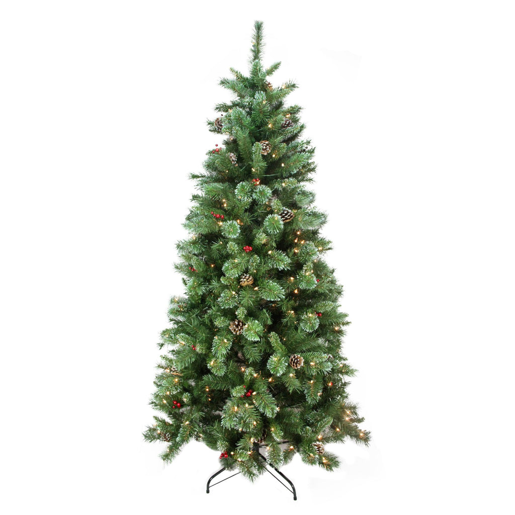 7.5' x 48" Pre-Lit Multi-Color Glittered Mixed Pine Medium Artificial Christmas Tree - Clear Lights