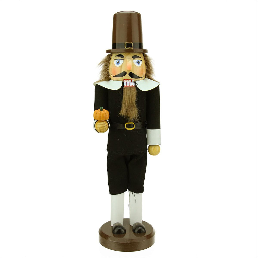 14" Pilgrim Man Decorative Wooden Fall Harvest Thanksgiving Nutcracker