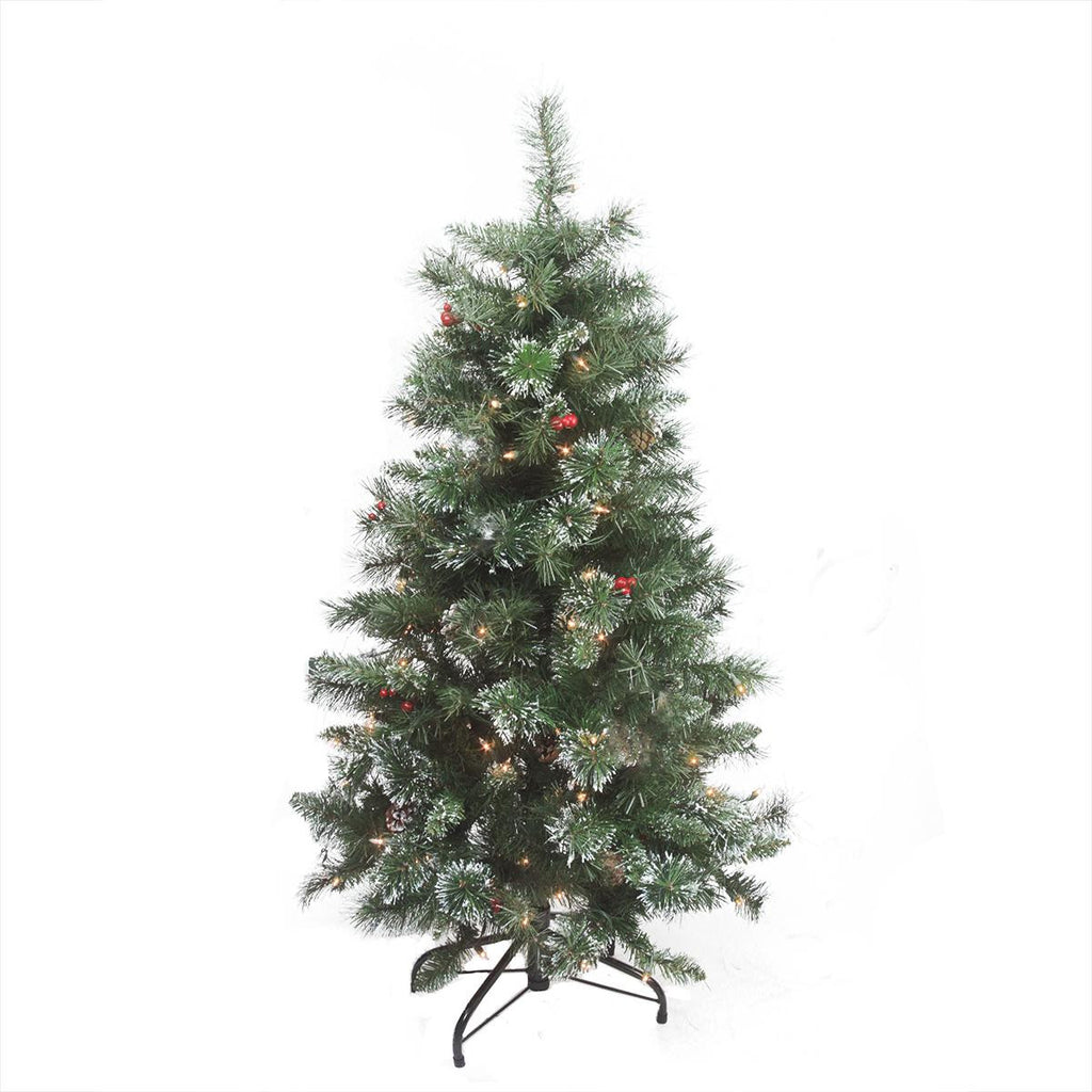 4' x 27" Pre-Lit Frosted Mixed Pine Medium Artificial Christmas Tree - Clear Lights