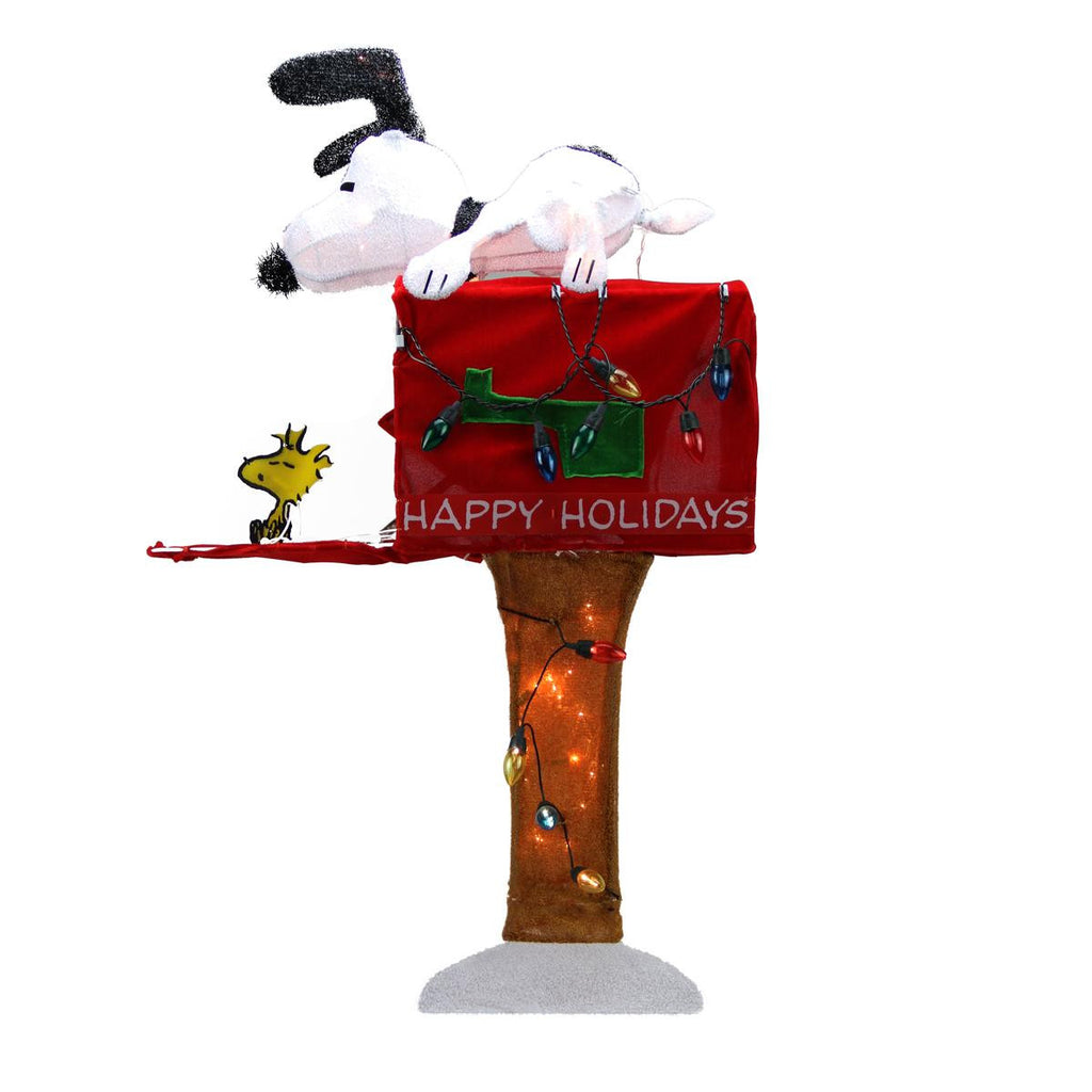 36" Pre-Lit Peanuts Snoopy with Red Mailbox Animated Christmas Yard Art Decoration - Clear Lights