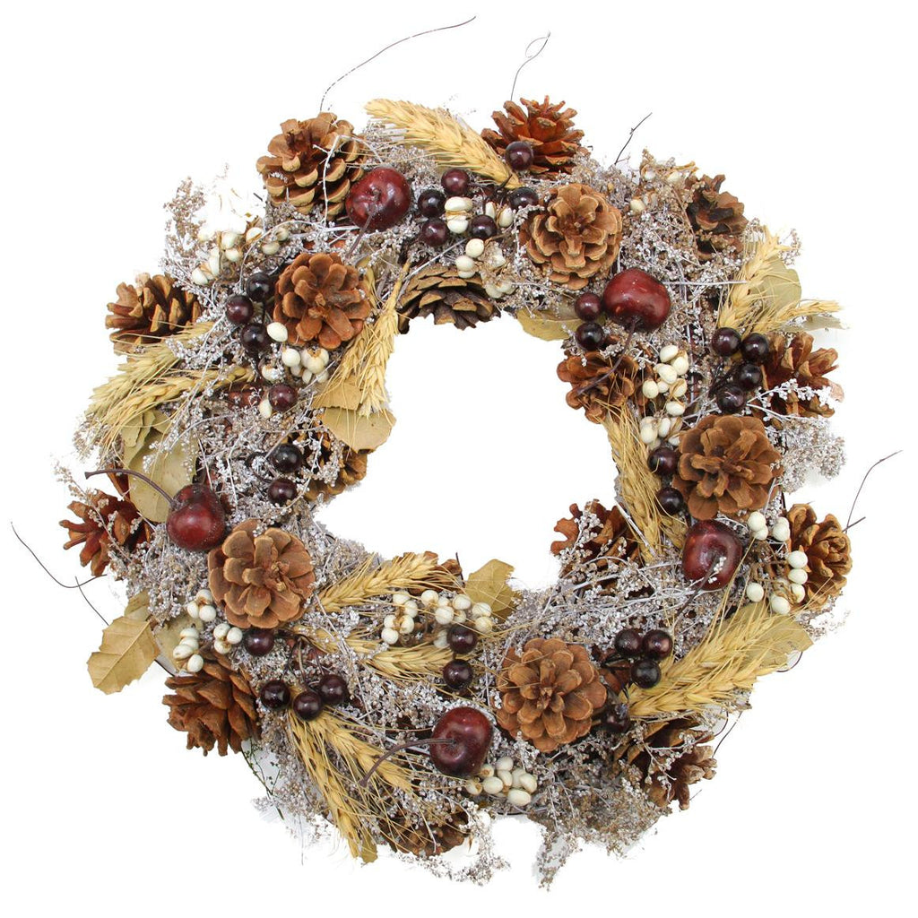 14" Natural and Yellow Pine Cone and Wheat Artificial Christmas Wreath - Unlit