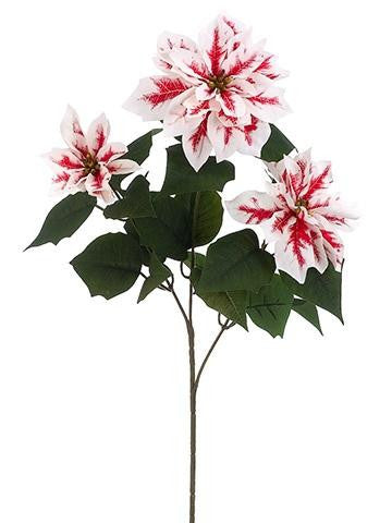 22.5" Decorative Red and White Poinsettia Artificial Christmas Spray