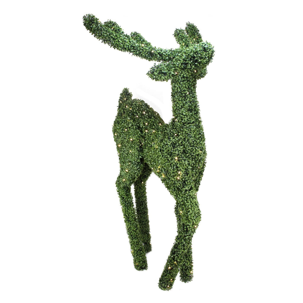 6' Pre-Lit Boxwood Standing Reindeer Christmas Yard Art Decoration - Warm White LED Lights