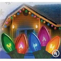 Set of 25 Transparent Multi-Color C7 Twinkle Christmas Lights 12" Spacing - Green Wire