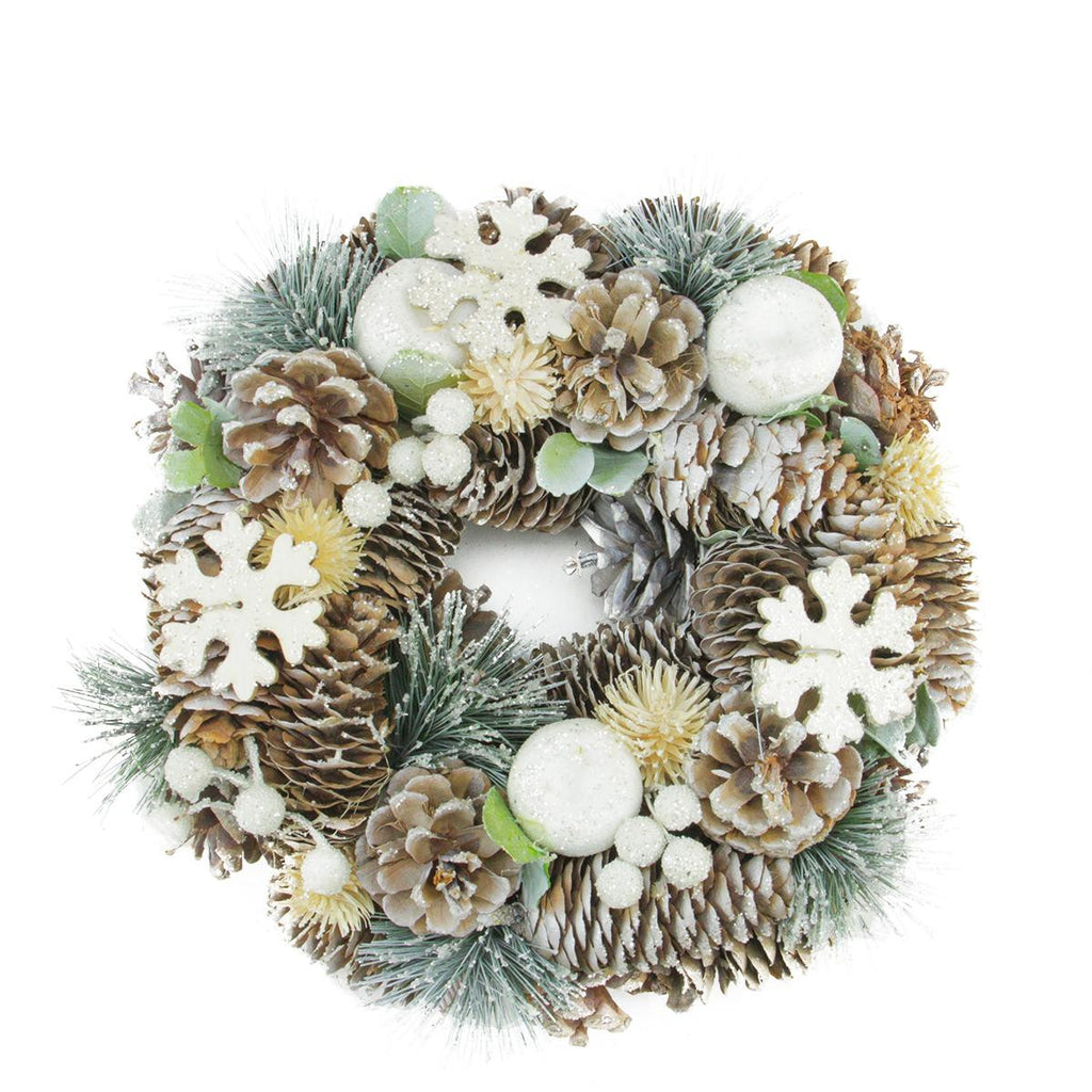 10.5" Frosted Glitter Pine Cone and Fruit Artificial Christmas Wreath - Unlit