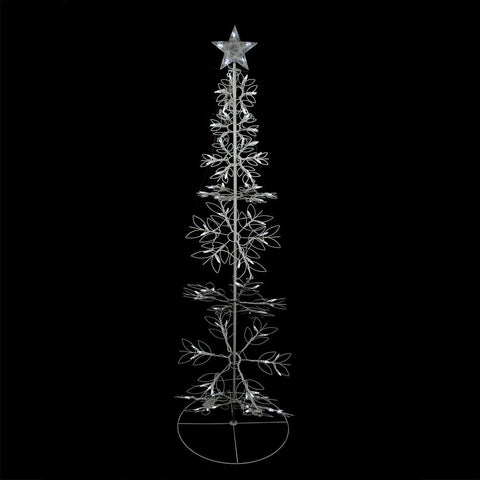 6' Cool White LED Lighted Outdoor Meteor Effect Snowflake Hoop Christmas Tree Yard Art Decoration