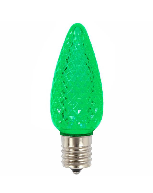 Pack of 4 Faceted Transparent Green LED C9 Christmas Replacement Bulbs