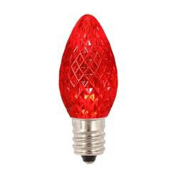 Pack of 4 Faceted Transparent Red LED C7 Christmas Replacement Bulbs