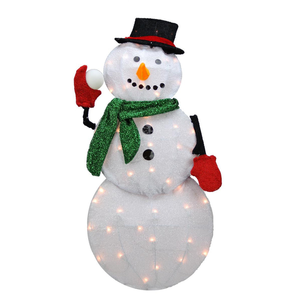 32" Pre-Lit Candy Cane Lane 2D Winter Snowman Christmas Yard Art Decoration - Clear Lights