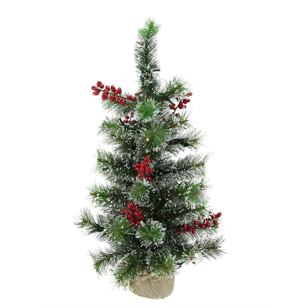 25" Pre-Lit Frosted Pine Battery Operated Artificial Christmas Tree - Warm Clear LED Lights