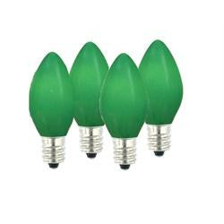 Pack of 4 Opaque Green LED C7 Christmas Replacement Bulbs