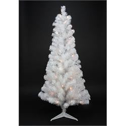 4' x 29" Pre-Lit Slim White Artificial Tinsel Christmas Tree- Clear Lights