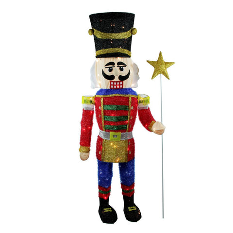 65" Lighted Sparkling Tinsel Nutcracker Christmas Yard Art Decoration