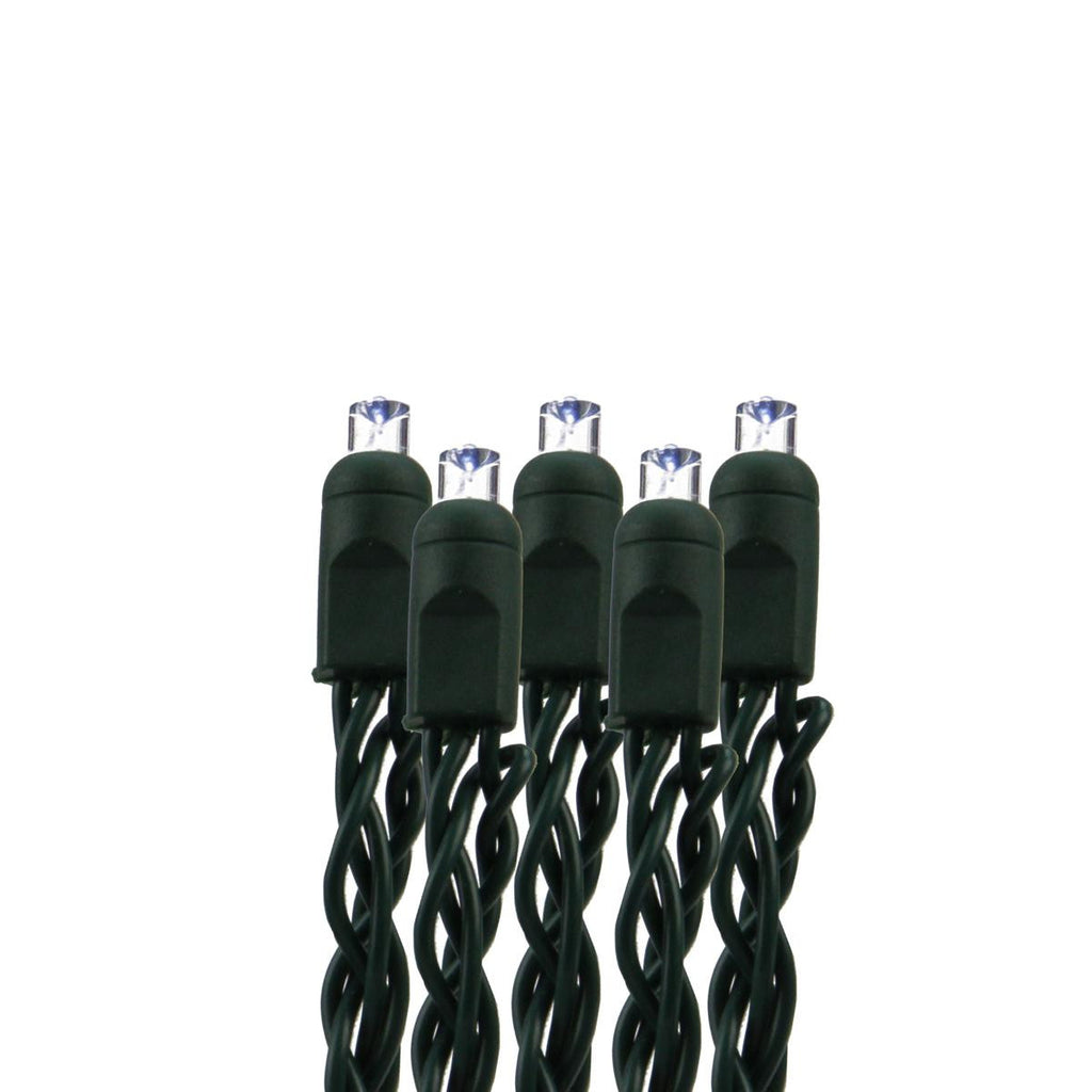 Set of 50 Battery Operated Multi-Function Pure White LED Wide Angle Christmas Lights - Green Wire