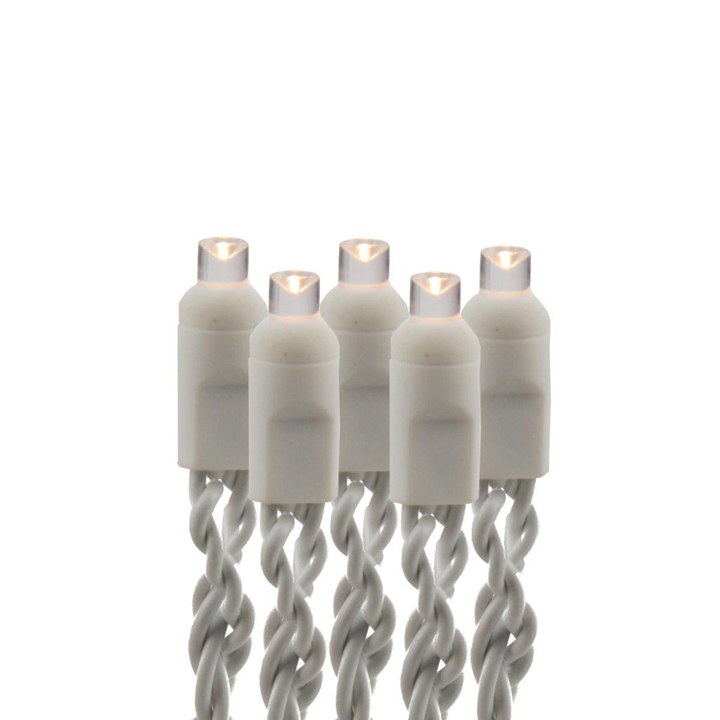 Set of 50 Battery Operated Multi-Function Warm White LED Wide Angle Christmas Lights - White Wire