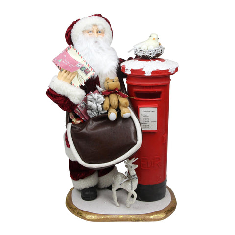 24" Decorative Santa Claus with Satchel and Mailbox Christmas Decoration