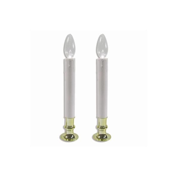 Pack of 2 Warm White Brass Plated Christmas Candle Lamps- Warm White C7 Light