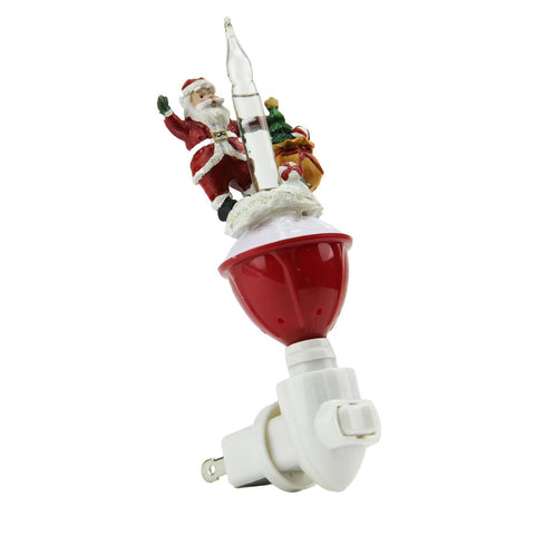 6.5" Standing Santa with Gift Bag on Snow Hill Christmas Bubble Night Light