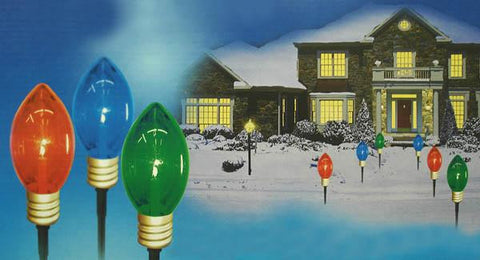 Lighted Multi-Color Mighty Light C9 Shape Christmas Pathway Markers