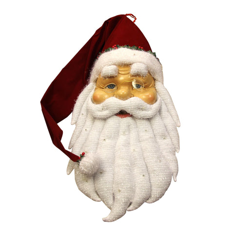 27" Pre-lit Santa Claus Head with Holly Decorative Christmas Ornament