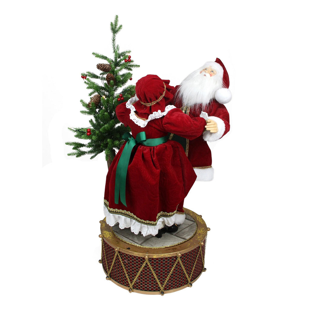 32" Musical and LED Lighted Rotating Santa and Mrs Claus Christmas Decor