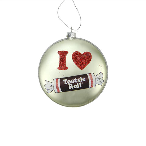 4" Candy Lane Tootsie Roll Orignal Chewy Chocholate Candy Christmas Disc Ornament