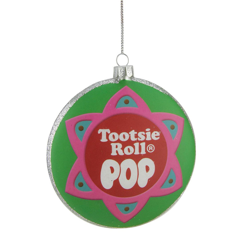 4" Candy Lane Tootsie Roll Pop Orignal Candy-Filled Lollipop Christmas Disc Ornament