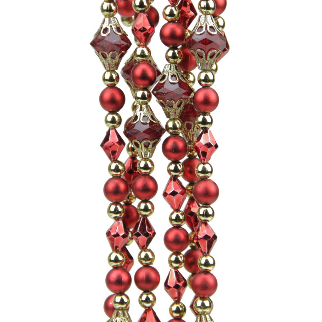 8' Dazzling Diva Shiny and Matte Crimson and Burgundy Beaded Christmas Garland