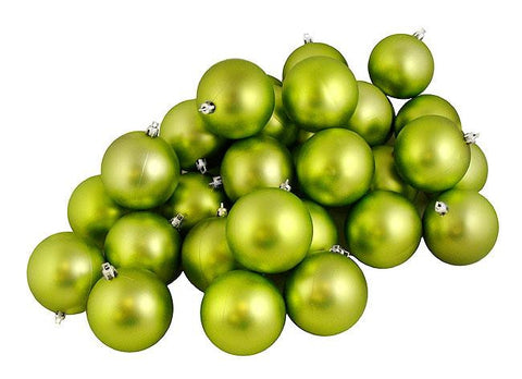 60ct Matte Green Kiwi Shatterproof Christmas Ball Ornaments 2.5" (60mm)