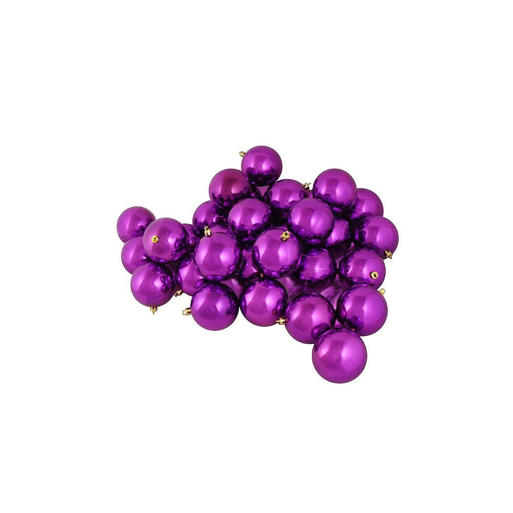 60ct Shiny Orchid Purple Shatterproof Christmas Ball Ornaments 2.5" (60mm)